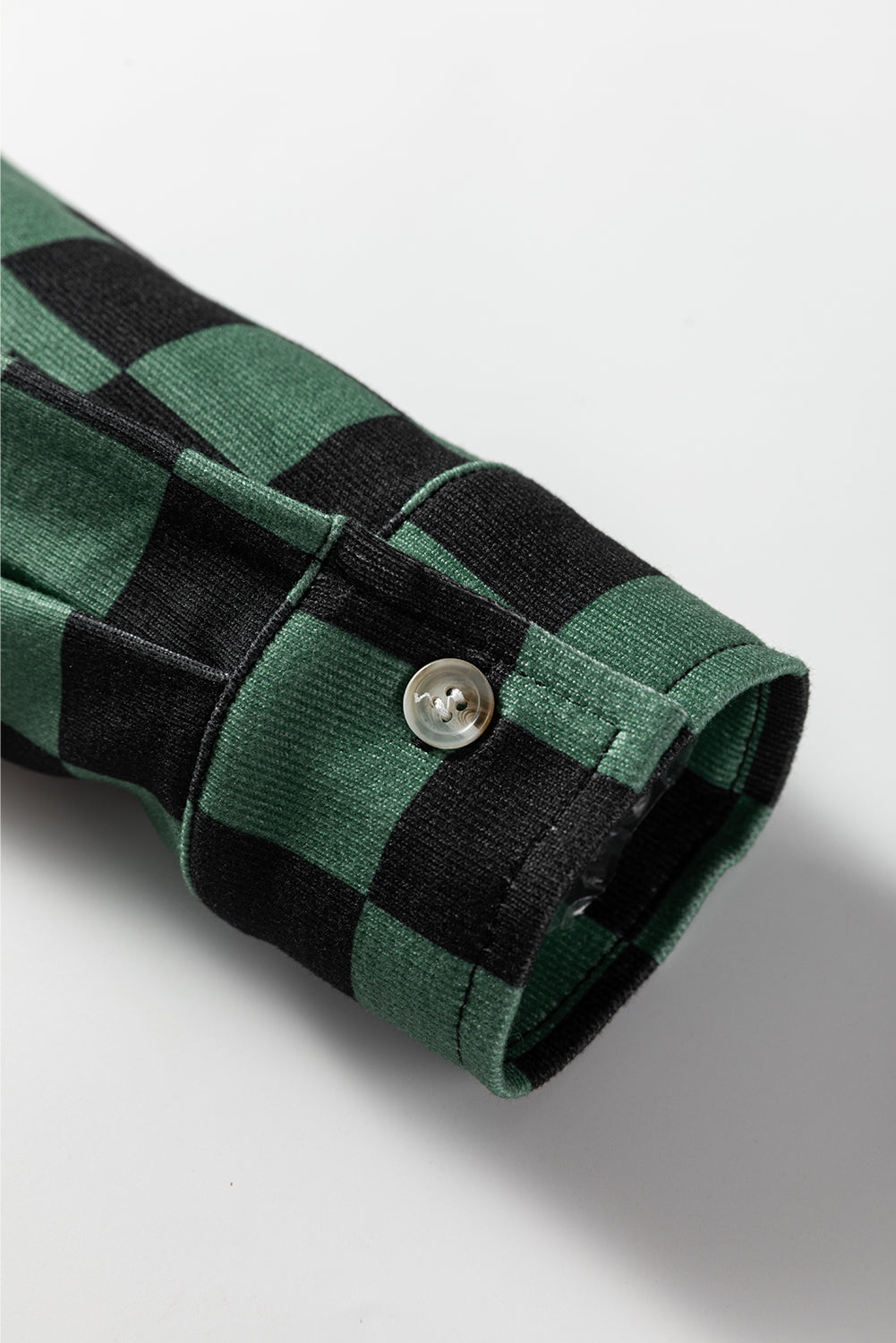 Green Checkerboard Shacket With Flap Pocket And Button Front Closure For Casual Outerwear Dear-Lover Dropshipping