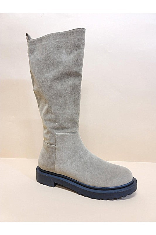 Casual suede block heel boots