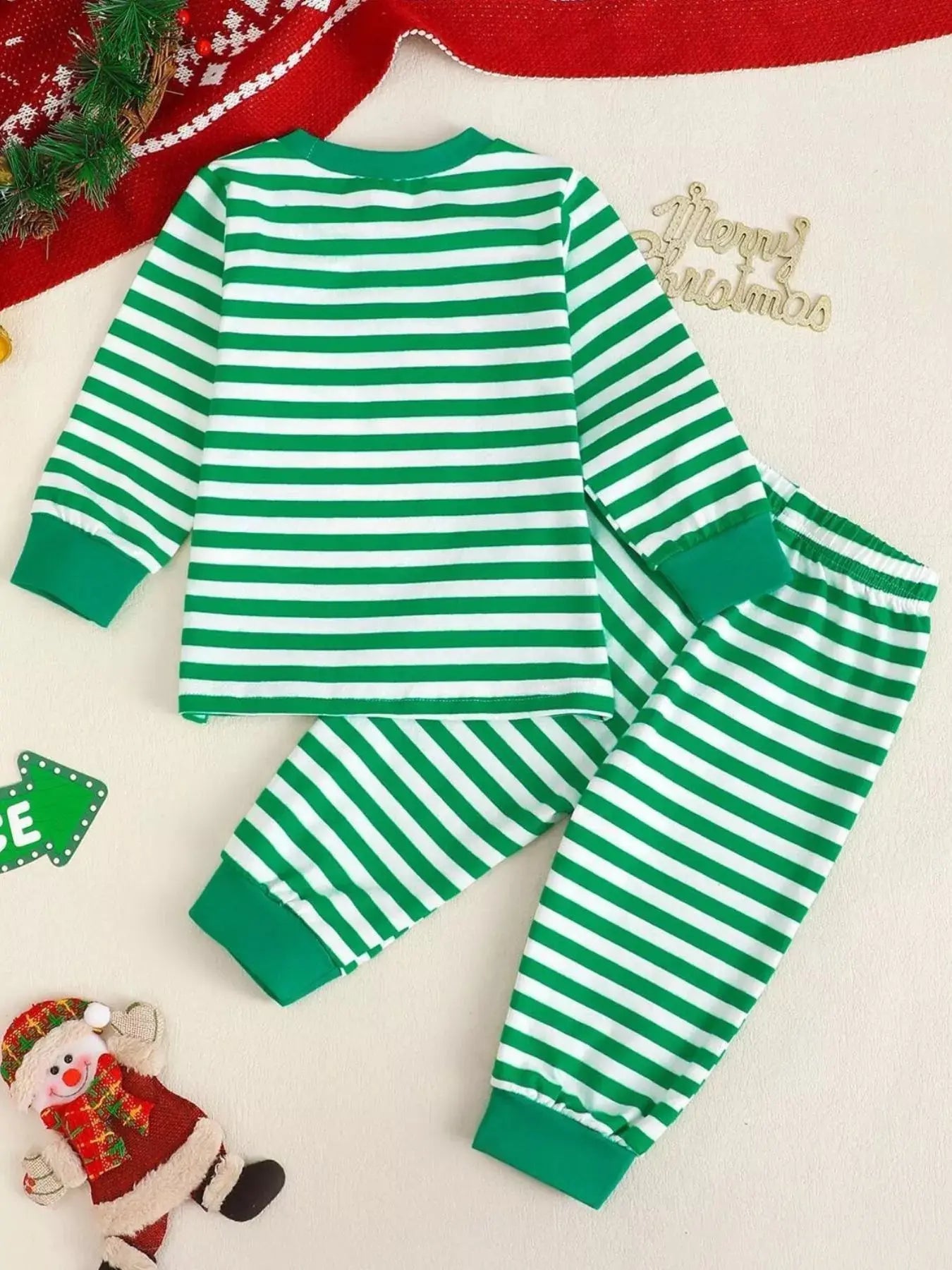 Kids Christmas Striped Pajama Set Two Piece Cotton Comfort Simply Love