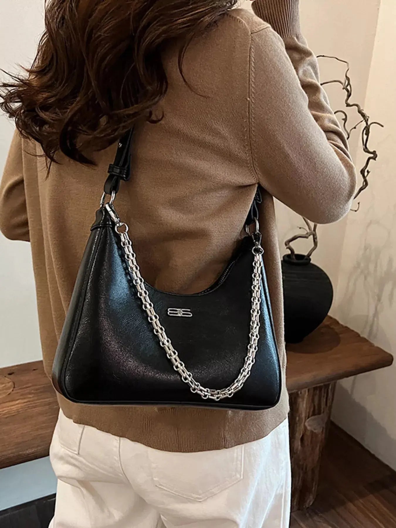 Chain-Accented Crossbody Bag Simply Love