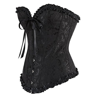 Zhitunemi Black Corset Top for Women Pirate Corsets Shapewear Steampunk Corset Overbust