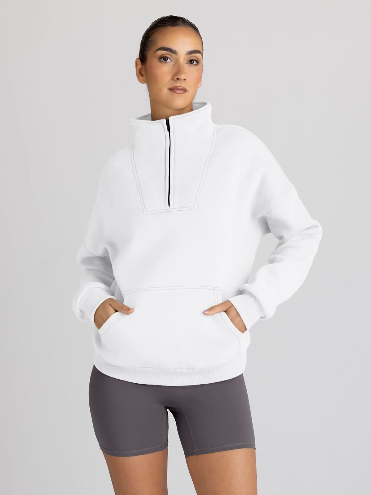 Trendy Queen Sweatshirts Half Zip Pullover Quarter Zip Oversized Hoodies Sweaters Comfy Fall Outfits 2024 Y2K Winter Clothes - Love Salve 