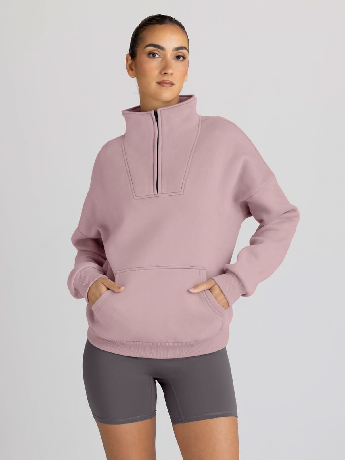 Trendy Queen Sweatshirts Half Zip Pullover Quarter Zip Oversized Hoodies Sweaters Comfy Fall Outfits 2024 Y2K Winter Clothes - Love Salve 