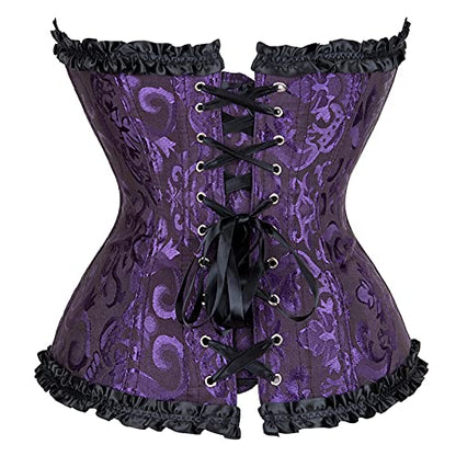 Zhitunemi Black Corset Top for Women Pirate Corsets Shapewear Steampunk Corset Overbust