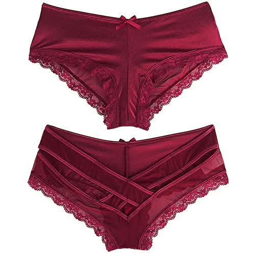 Seductive red lace thong with cross back design and low-rise fit for women