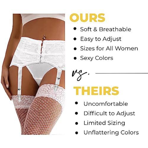 Love Salve Sexy Women Lingerie Garter Belt Set – 2 Piece Lace Stretch Adjustable Waist Suspender and Thong Underwear