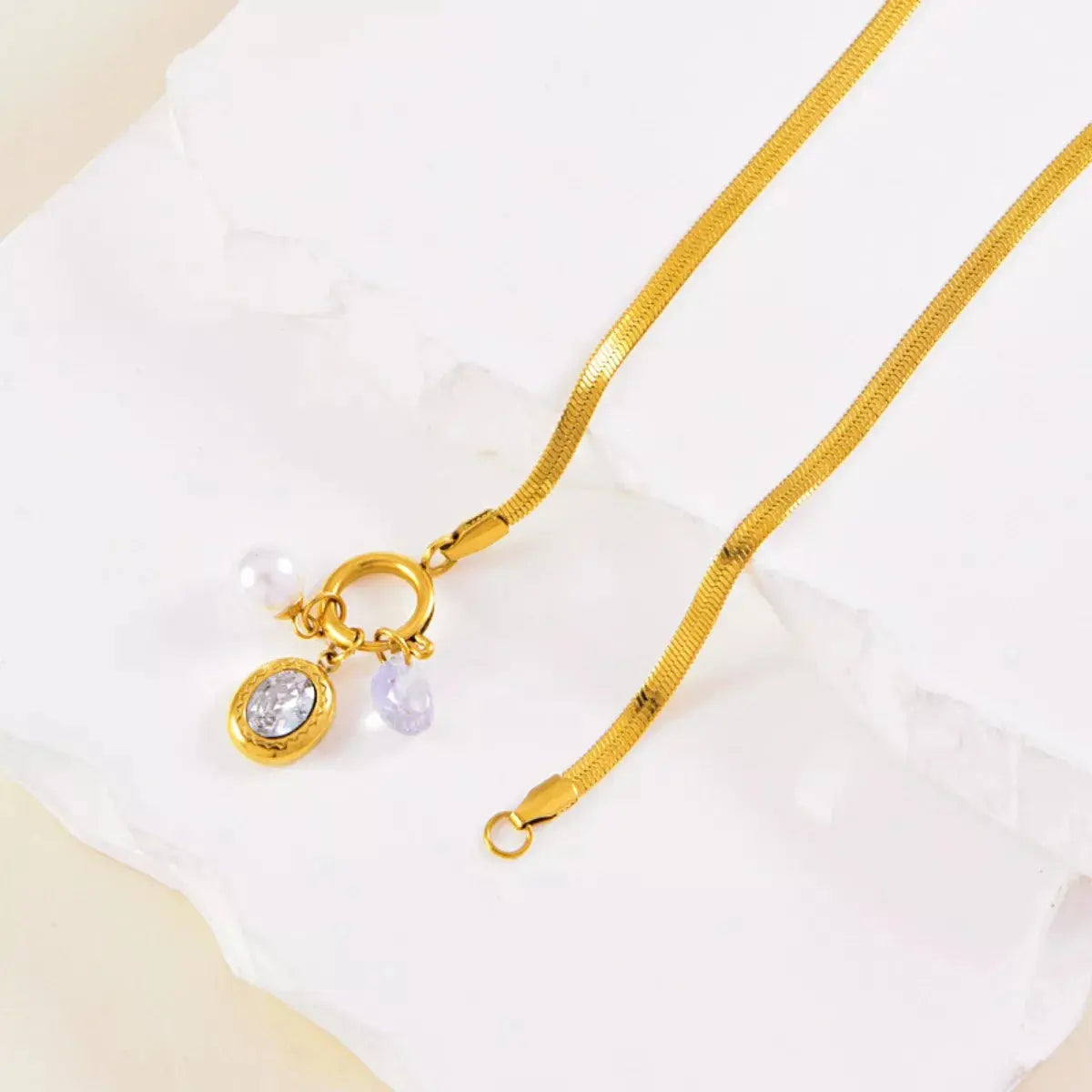 18K Gold-Plated Herringbone Chain Necklace Simply Love