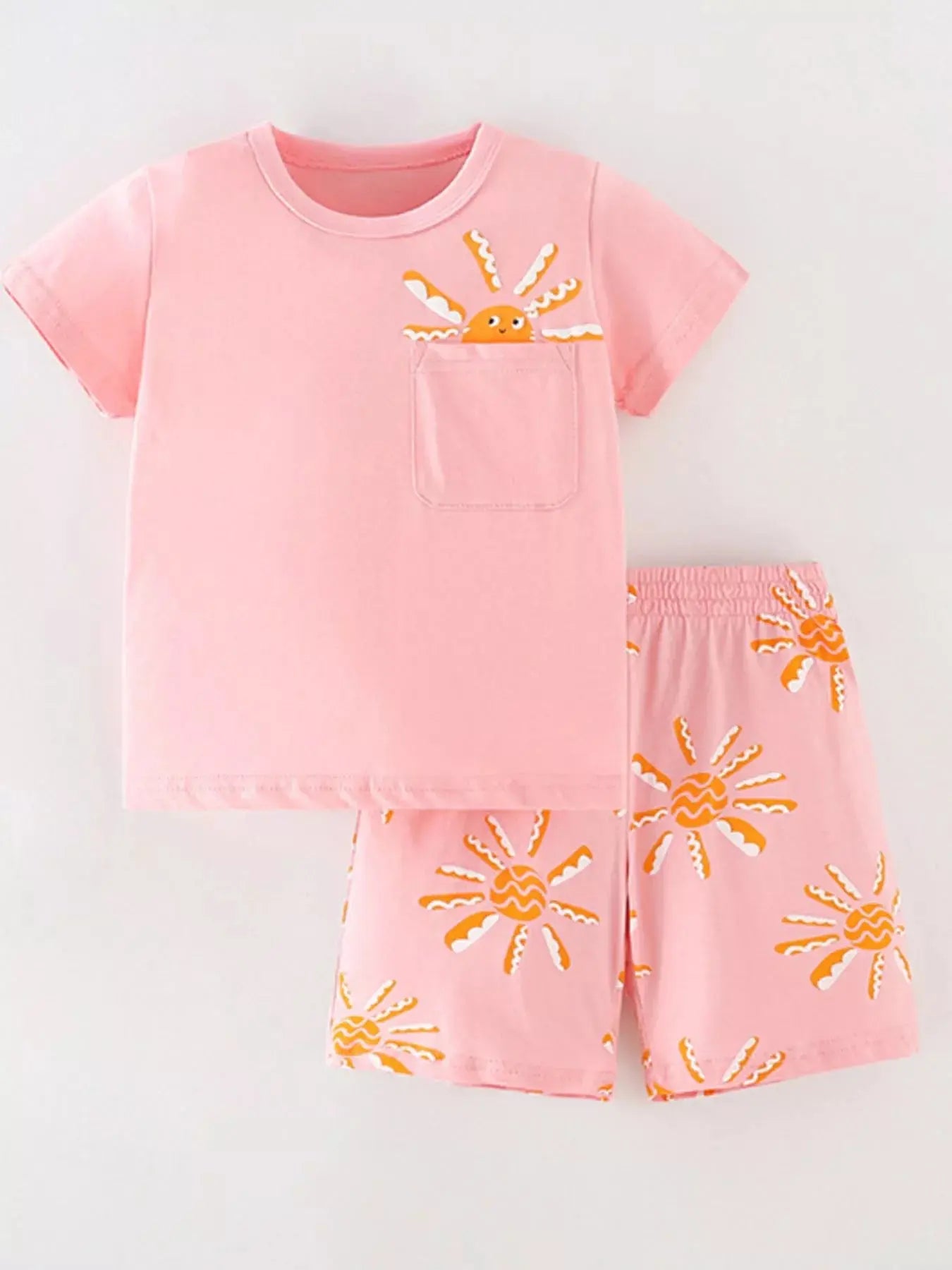 Children's Sun Round Neck Top and Shorts Set Simply Love