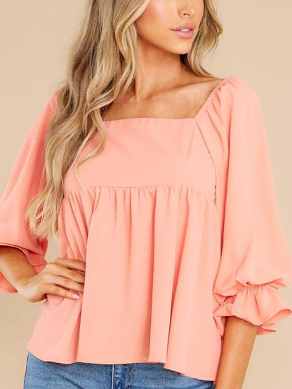 Sheer ruffled blouse with flounce sleeves