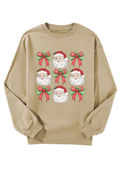 Santa Graphic Round Neck Long Sleeve Sweatshirt