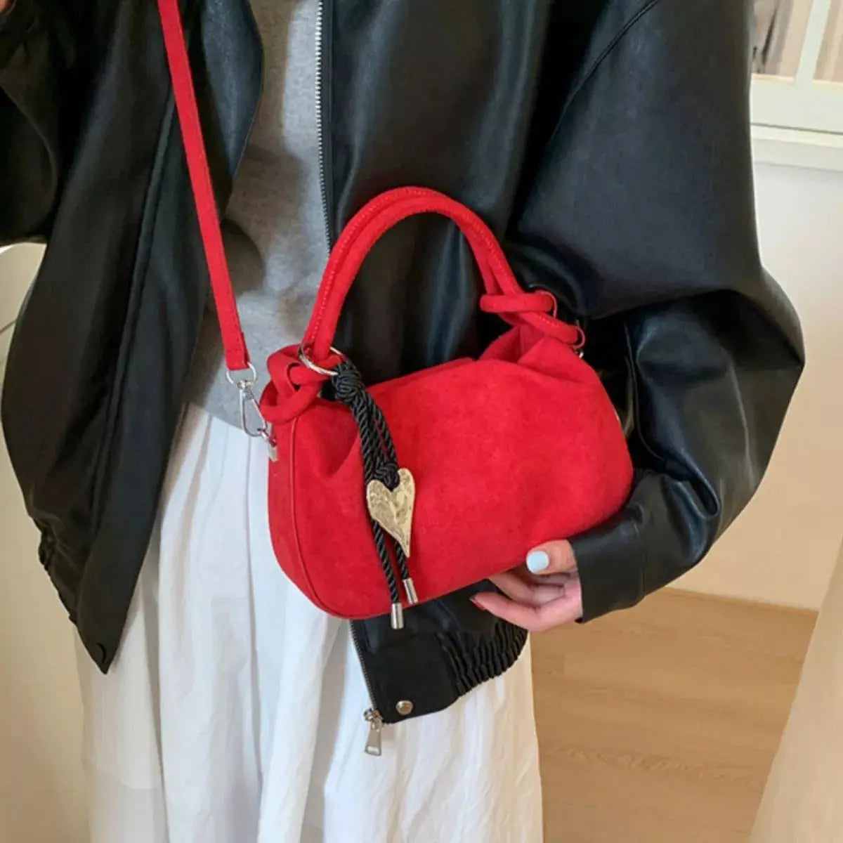Suede Mini Crossbody Bag with Adjustable Strap Simply Love