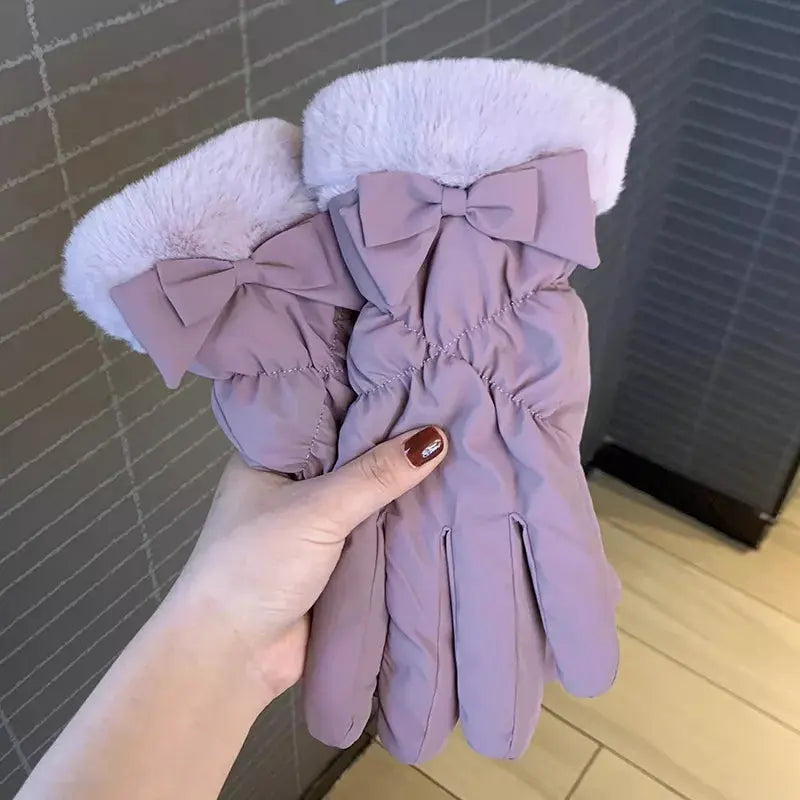 Warm Fleece Lined Bow Gloves Simply Love