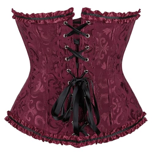 Zhitunemi Black Corset Top for Women Pirate Corsets Shapewear Steampunk Corset Overbust