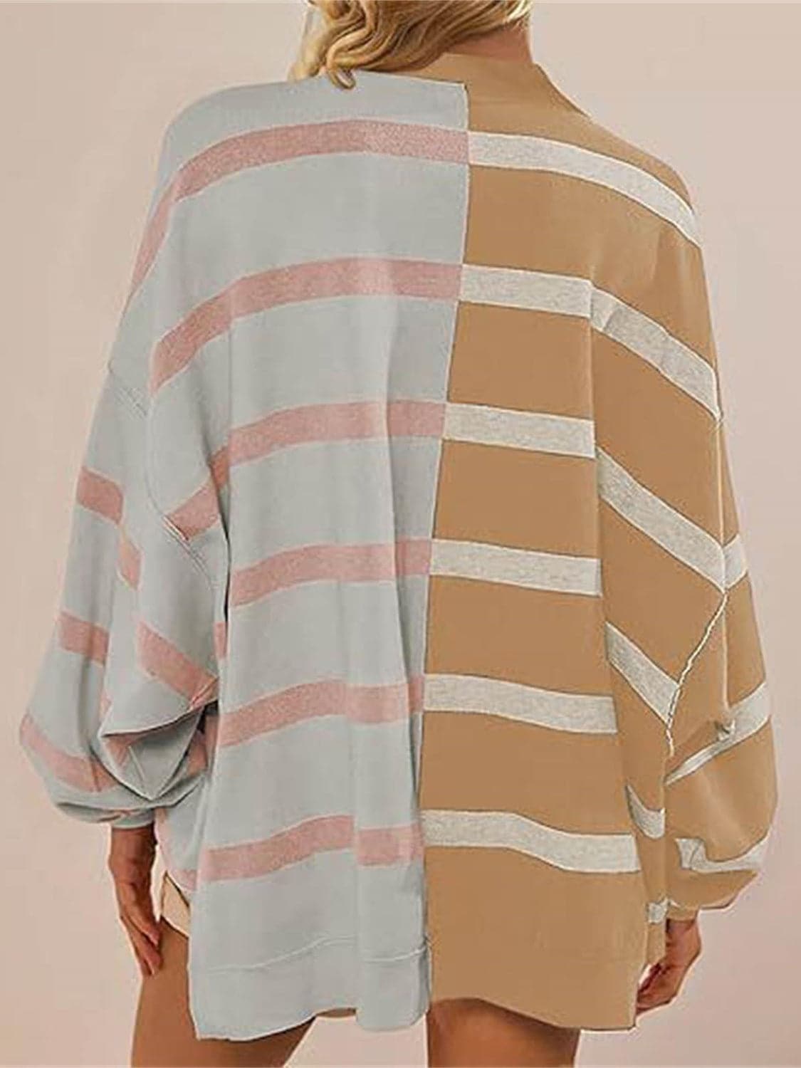 Striped Round Neck Long Sleeve Sweater.