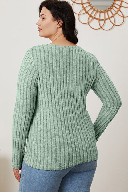 Versatile ribbed v-neck long sleeve tee for every occasion