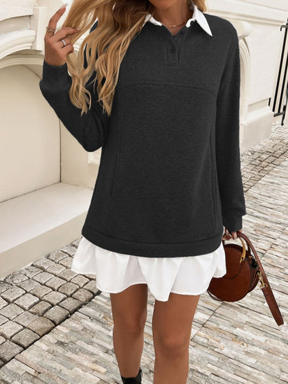 Chic Long Sleeve Ruffled Dress