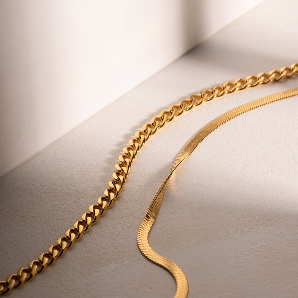 18K Gold-Plated Double Layered Necklace.