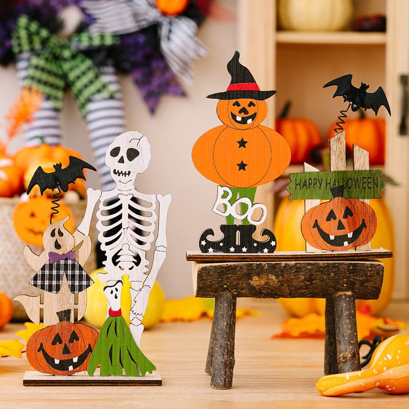 Charming 2-piece Halloween wooden decor set