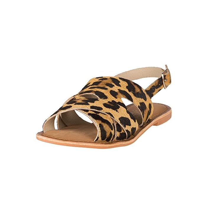 Cup of Tea Leopard Sandals Hair on Hide Buckle Strap Naughty Monkey
