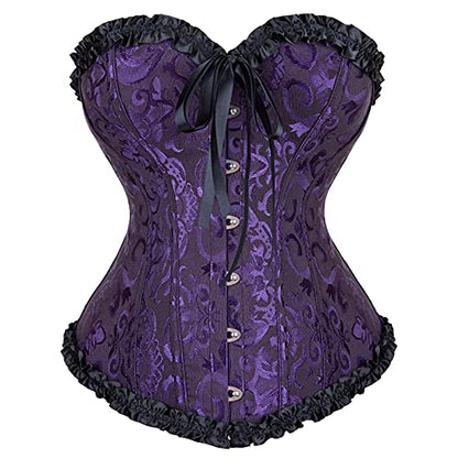 Zhitunemi Black Corset Top for Women Pirate Corsets Shapewear Steampunk Corset Overbust