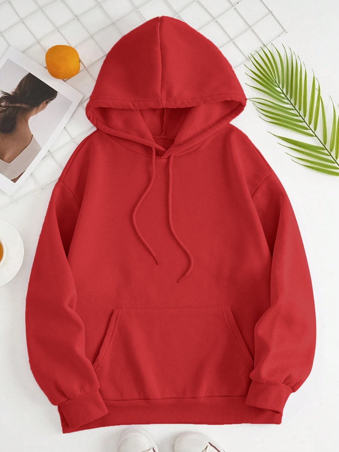 Drawstring Dropped Shoulder Hoodie.