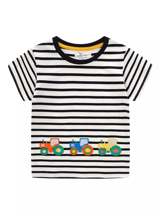 Children's Embroidered Striped Round Neck T-Shirt Simply Love