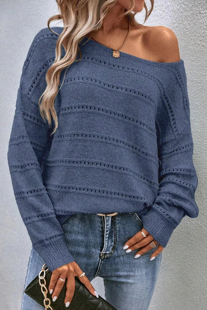 Boat Neck Dropped Shoulder SweaterFeatures: Eyelet
Stretch: No stretch
Material composition: 100% polyester
Care instructions: Machine wash cold. Tumble dry low.
Imported


Size
US
Bust
Shoulder
SleeLove Salve Boat Neck Dropped Shoulder SweaterKnit Tops