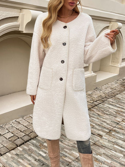 Chic button-up long sleeve coat