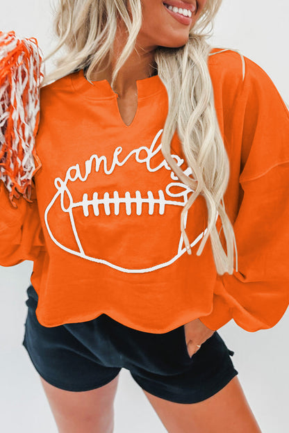 Cheer on game day with our stylish orange rugby sweatshirt