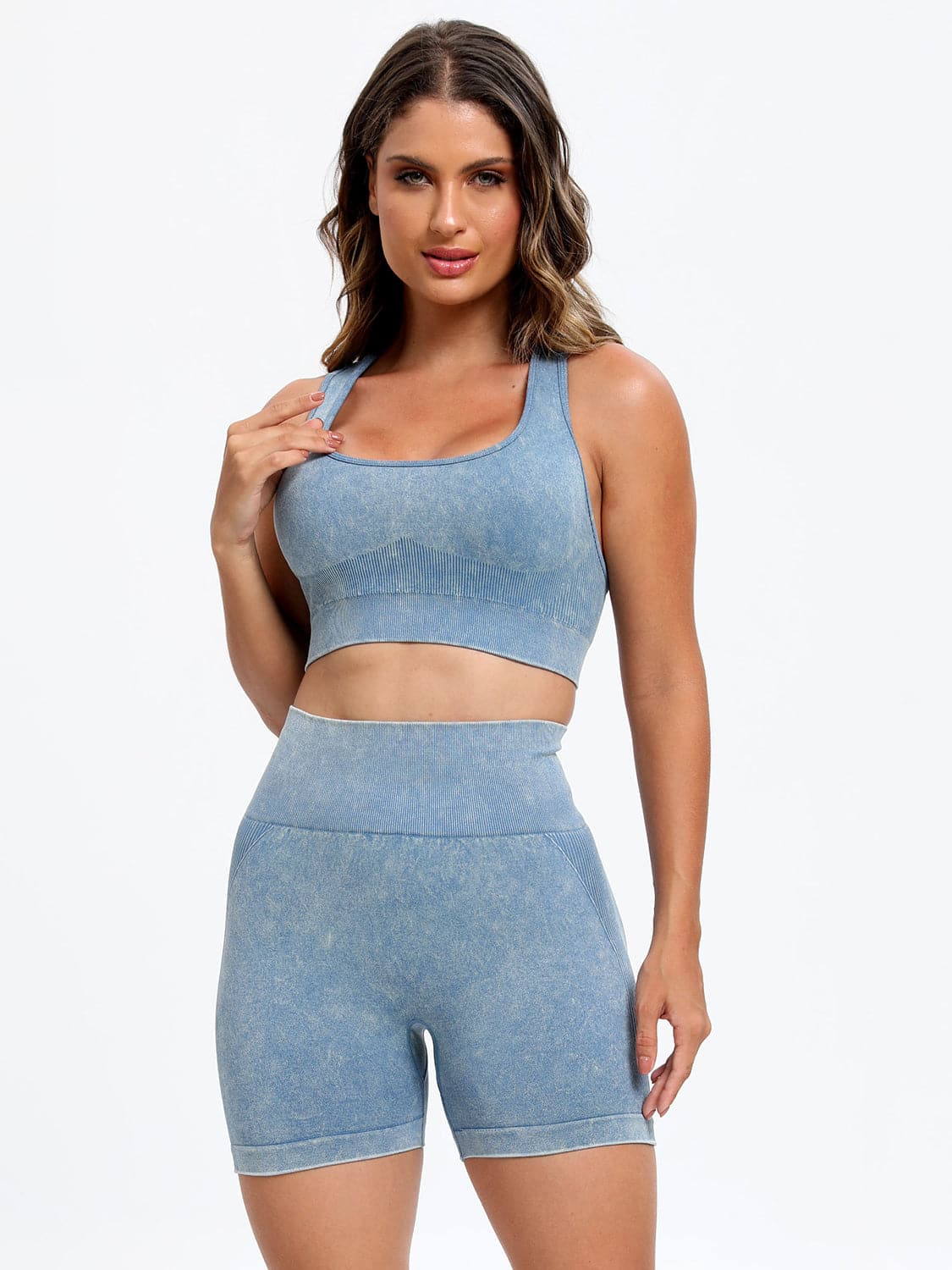 Scoop Neck Wide Strap Top and Shorts Active Set.