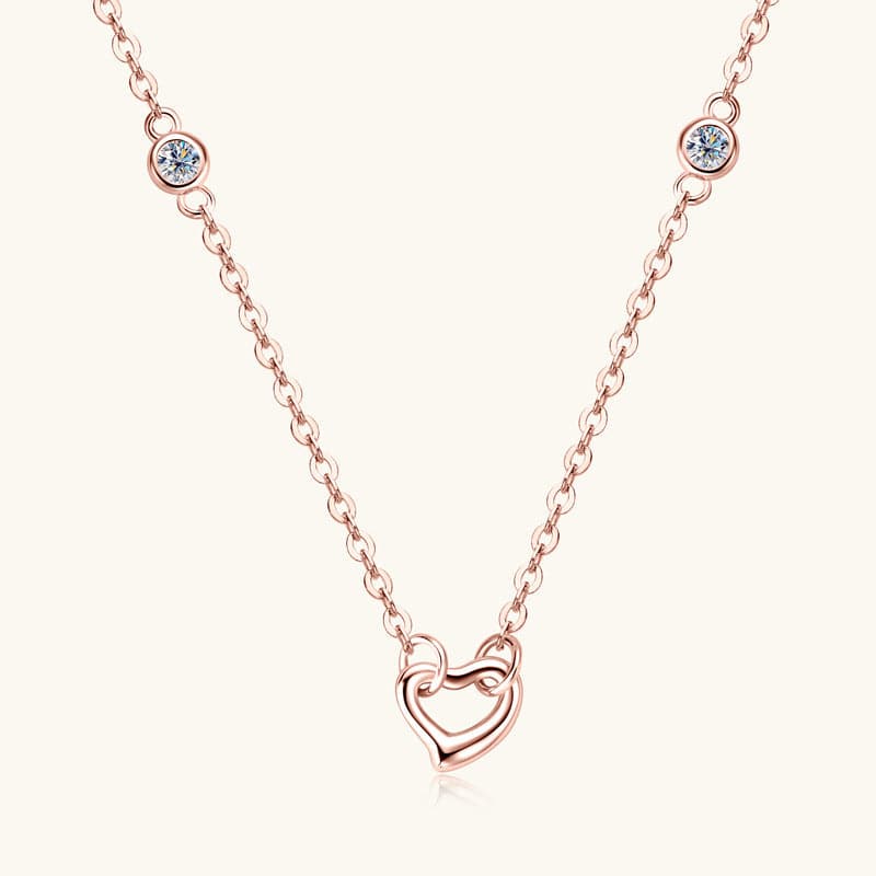 Moissanite 925 Sterling Silver Heart Necklace.