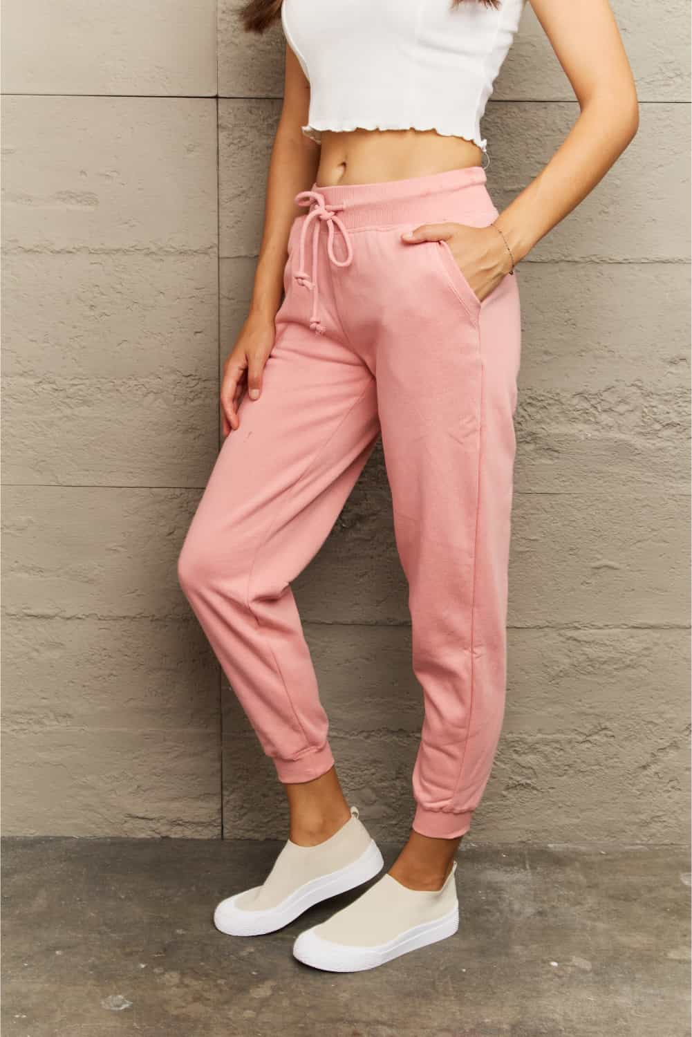 Ninexis Full Size Tie Waist Long Sweatpants.