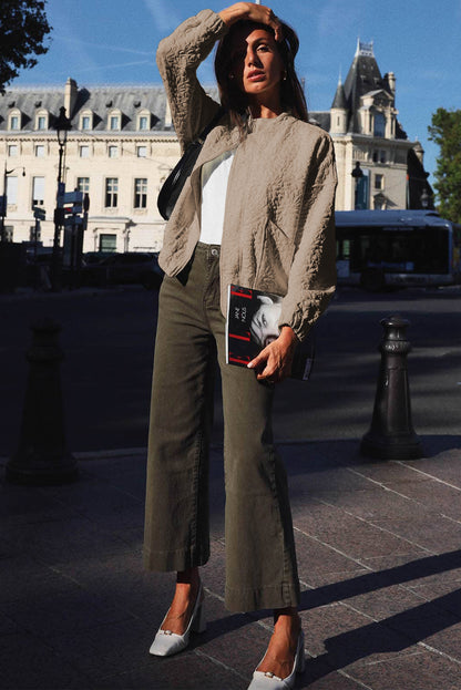 Chic quilted floral jacket in light beige