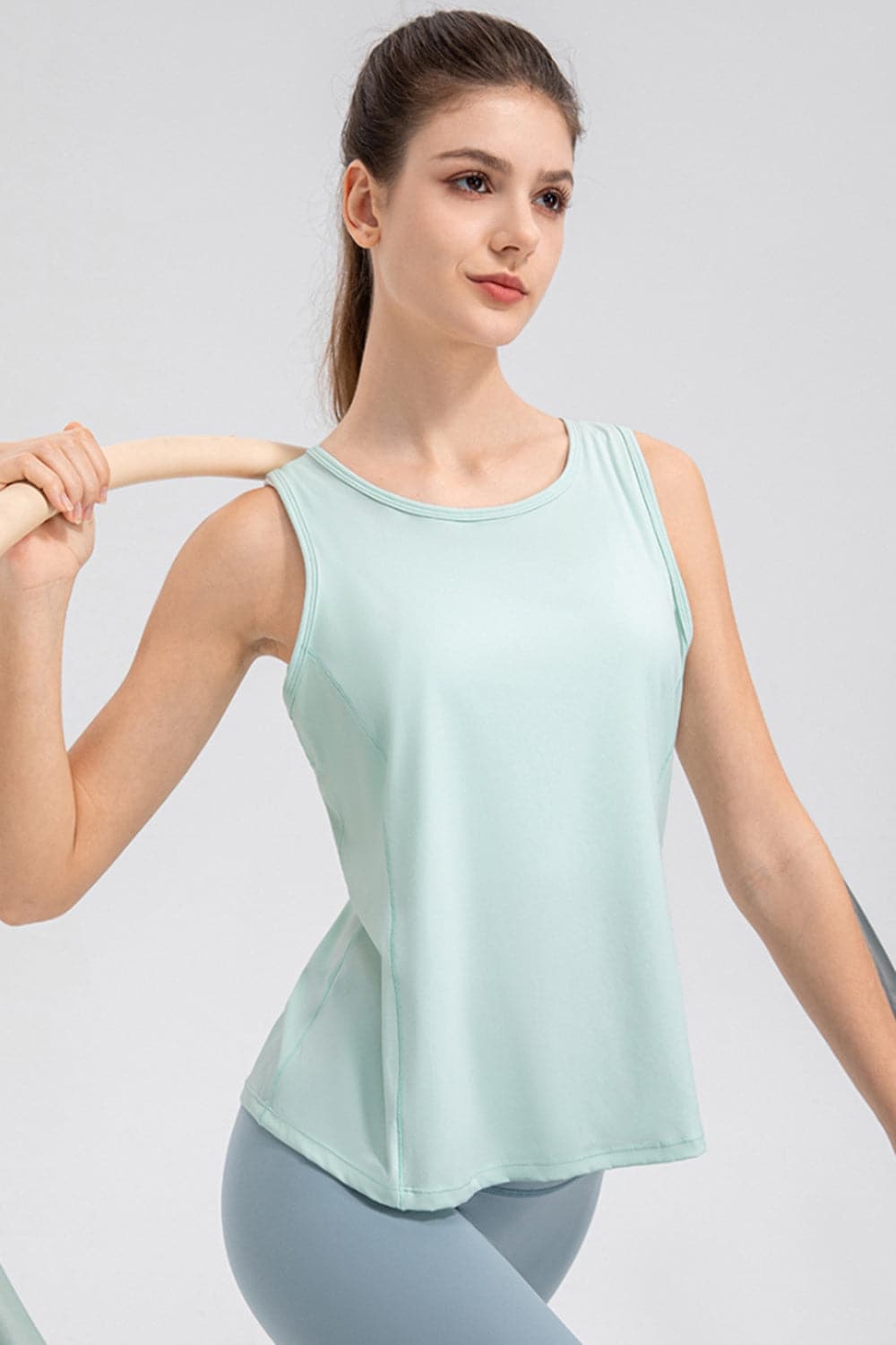 Wide Strap Round Neck Active Tank.