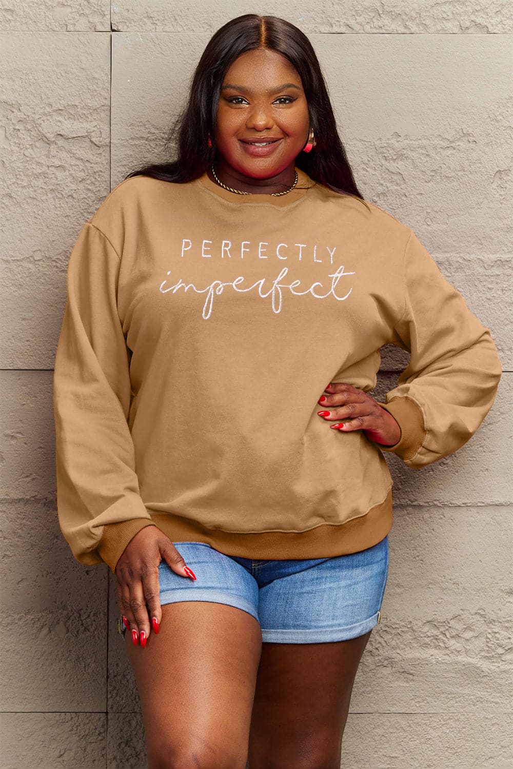 Simply Love Full Size Graphic Round Neck Sweatshirt.