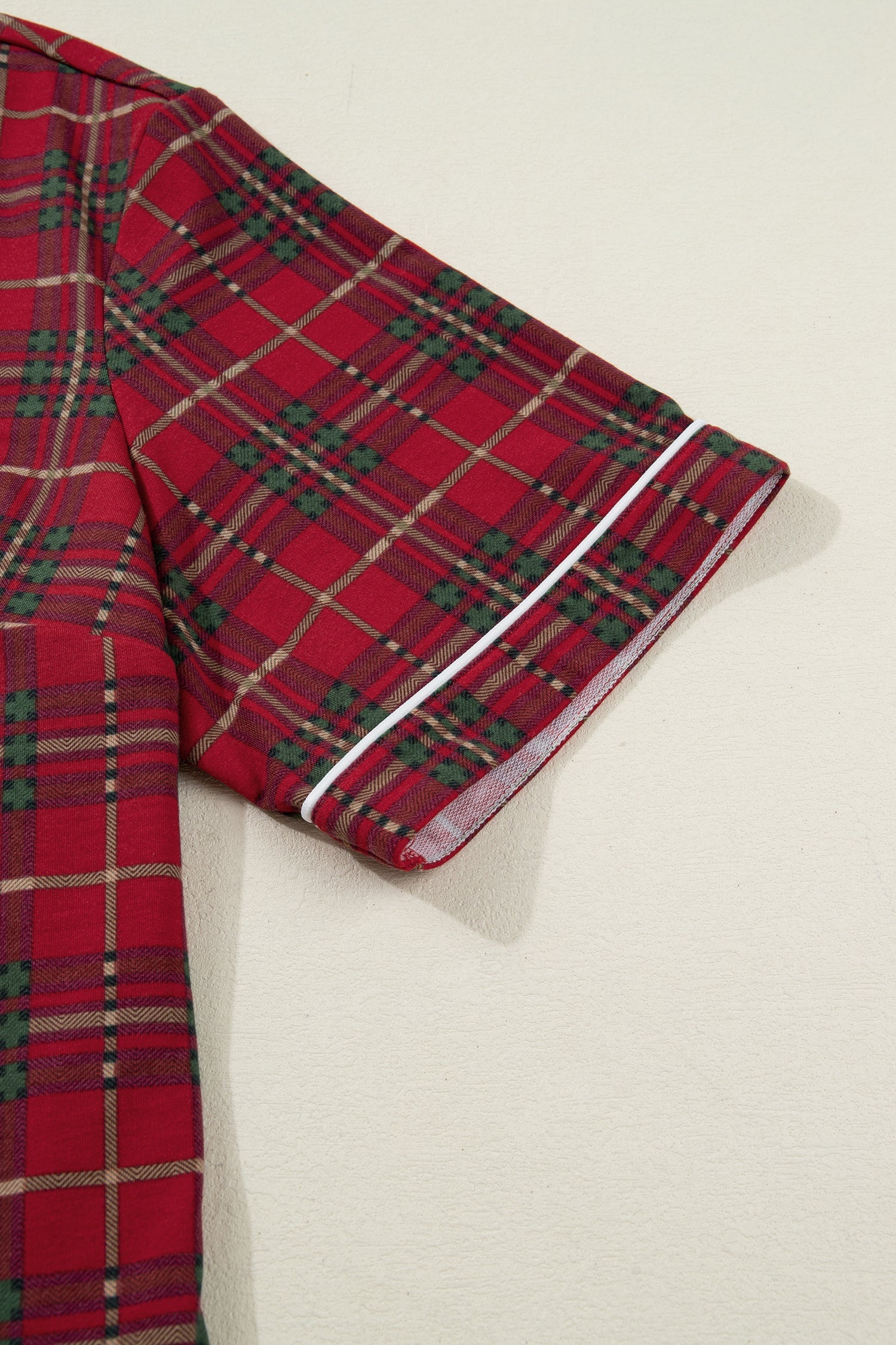 Red Plus Size Plaid Short Sleeve Shirt And Loose Pants Two Piece Pajama Set Cozy Sleepwear For Nighttime Comfort Dear-Lover Dropshipping