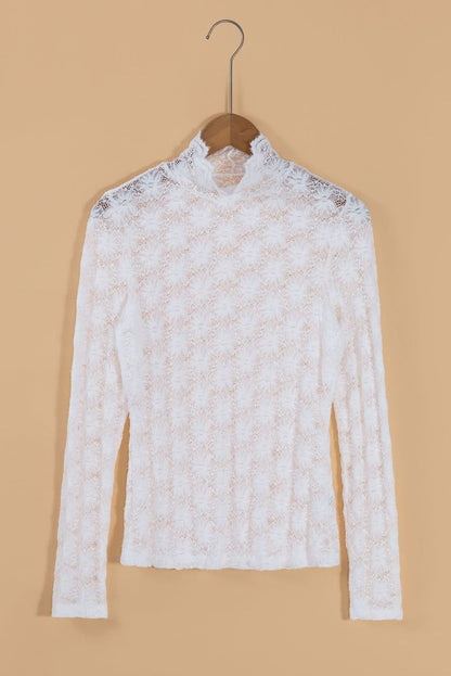 Mock Neck Long Sleeve Lace Top