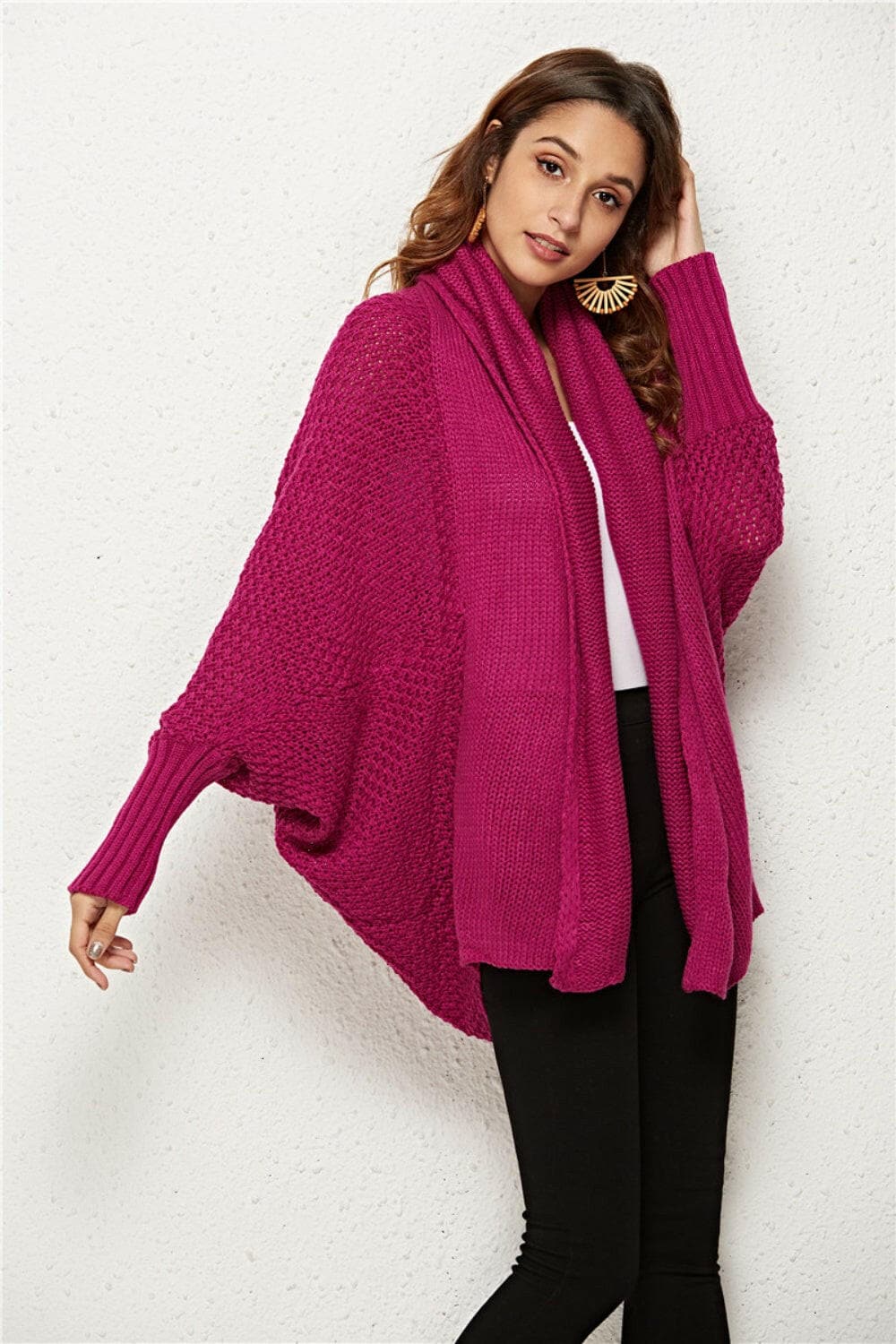 Open Front Batwing Sleeve Cardigan.