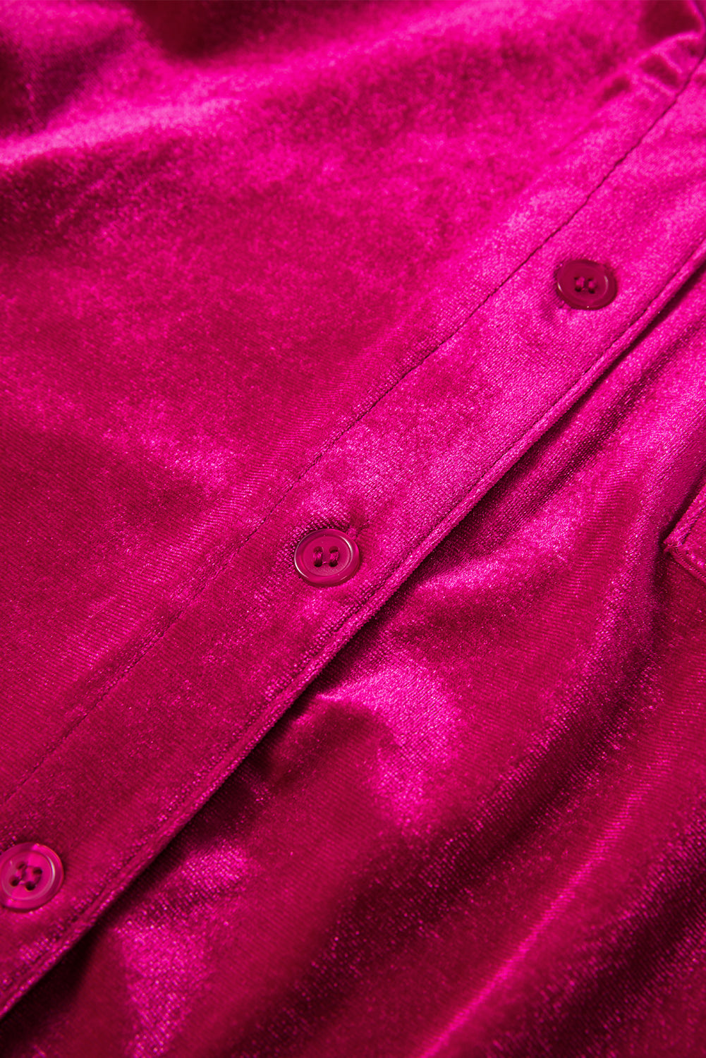 Chic pitaya pink velvet shirt with button details and V-neckline