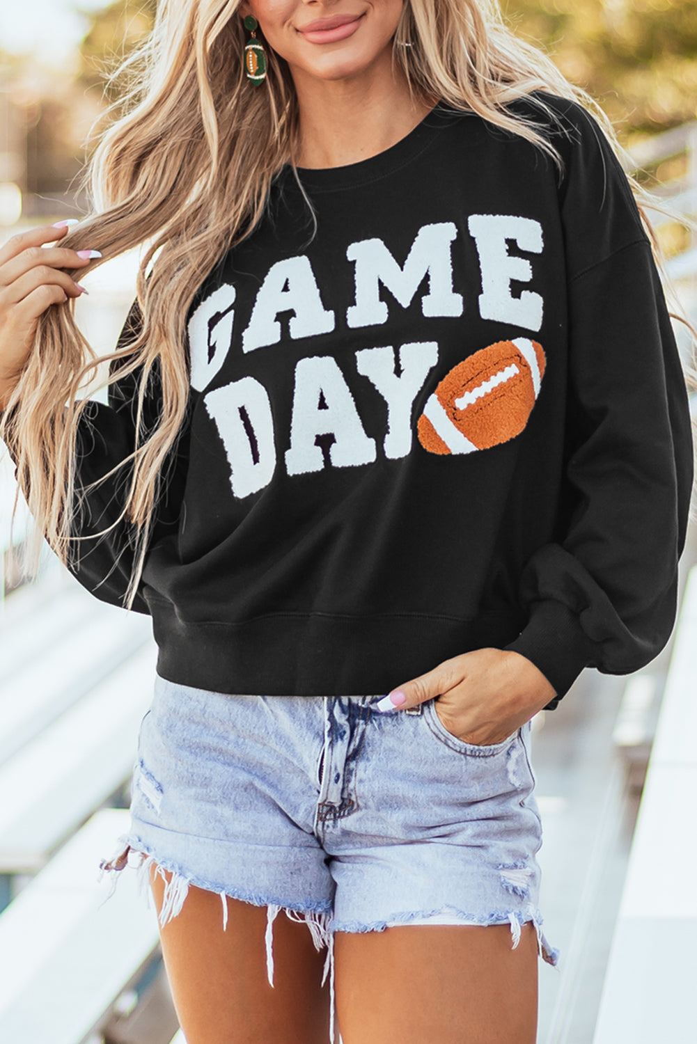 Black game day varsity sweatshirt