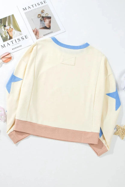 Starry night contrast round neck sweatshirt