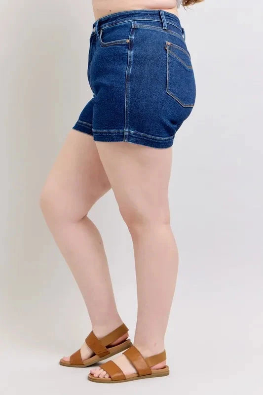 Judy Blue Full Size High Waist Tummy Control Denim Shorts Plus Size Coco’s Tee Boutique