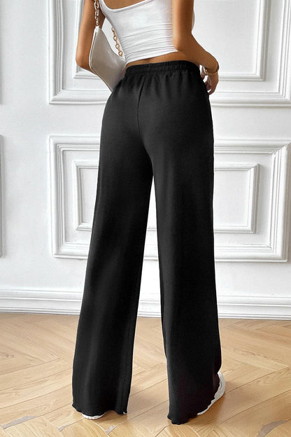 Drawstring Wide Leg Pants with Pocketed.