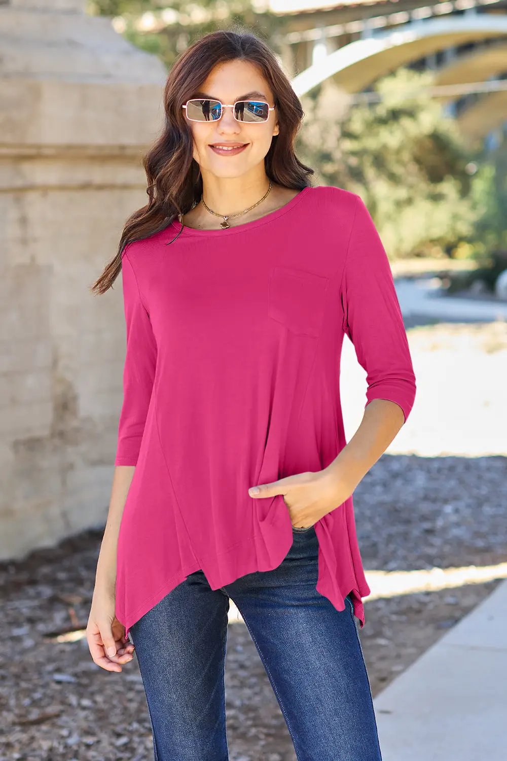 Basic Bae Full Size Round Neck Pocketed T-Shirt - Love Salve