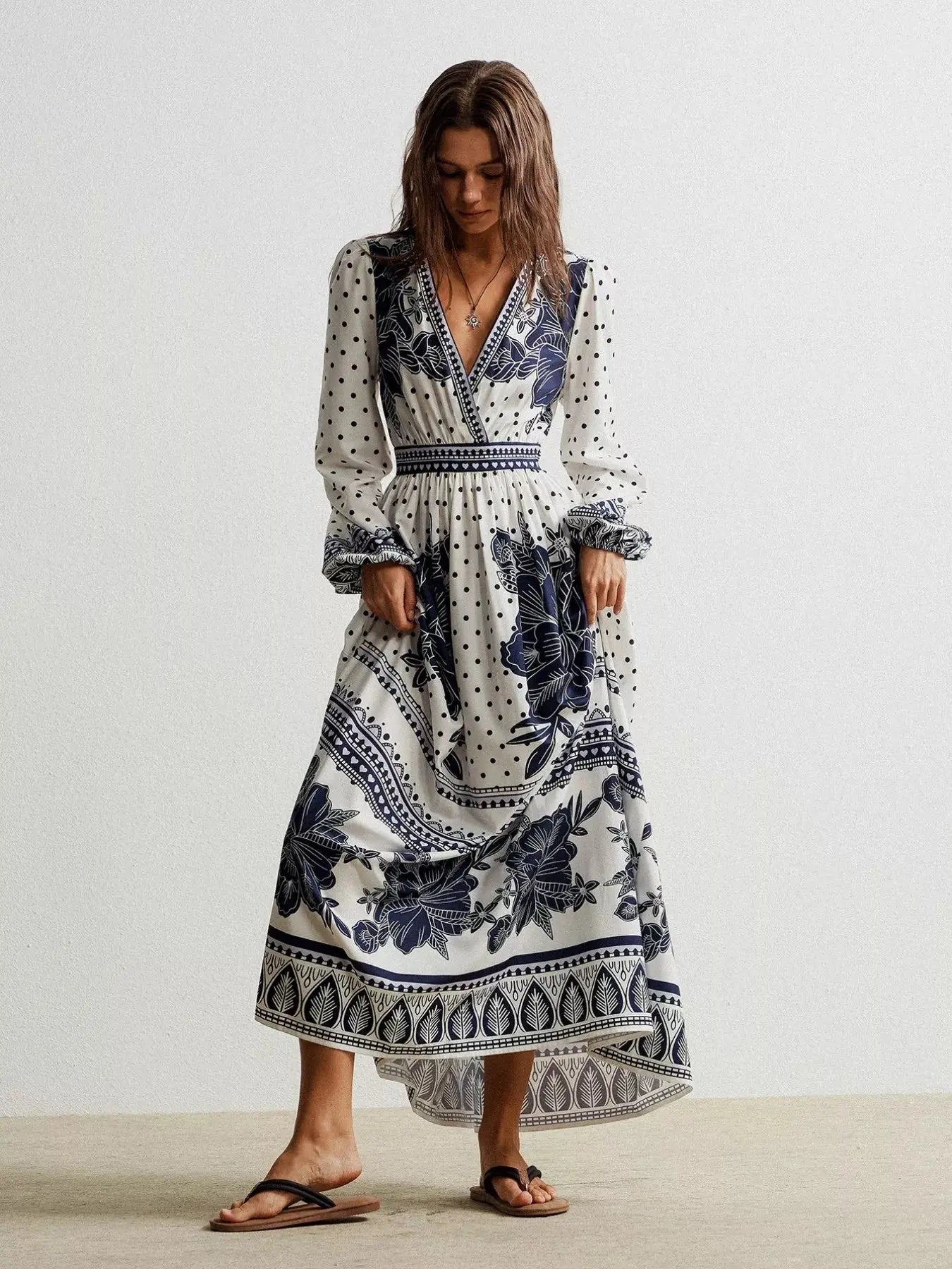 Floral Print Long Sleeve Maxi Dress Simply Love
