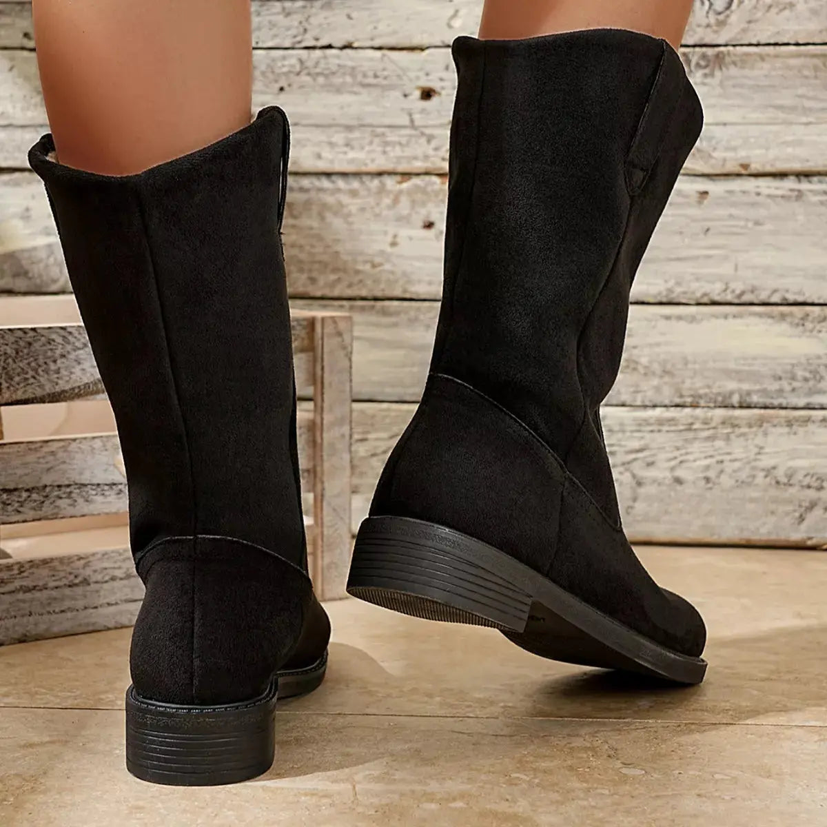 Suede Mid-Calf Western Boots Simply Love