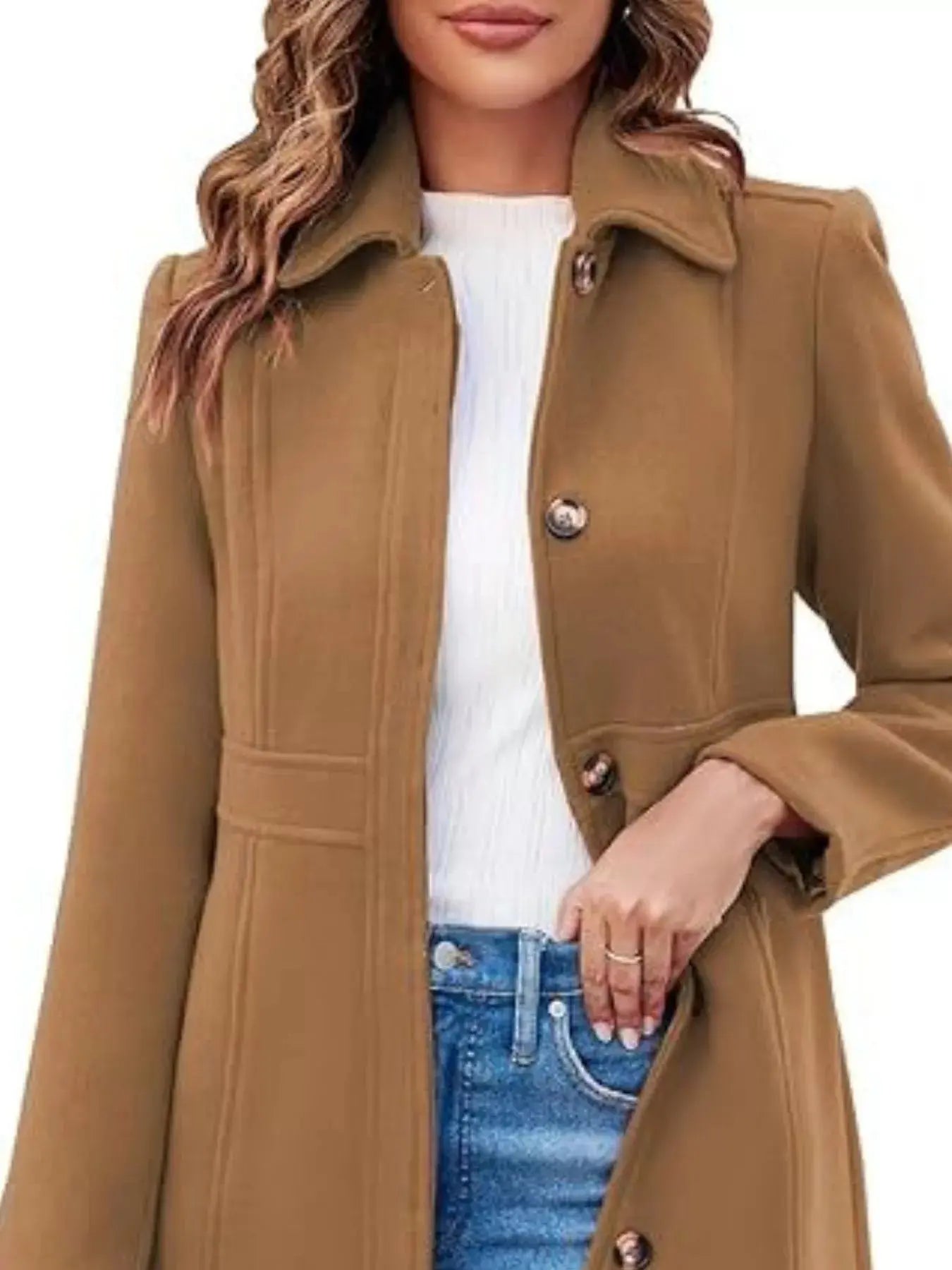 Button-Down Wool Blend Coat Simply Love