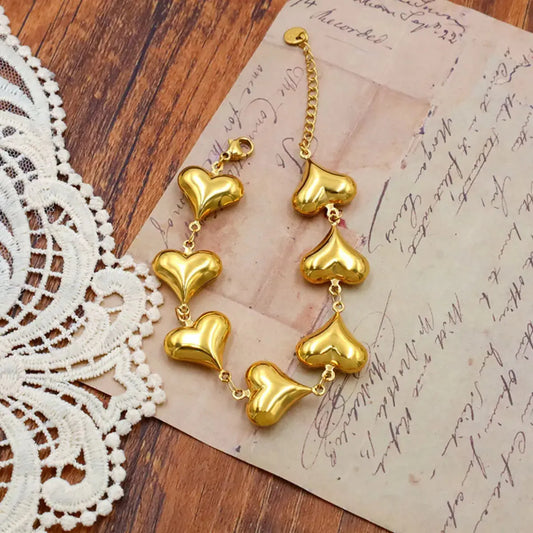 18K Gold-Plated Heart Charm Bracelet Simply Love