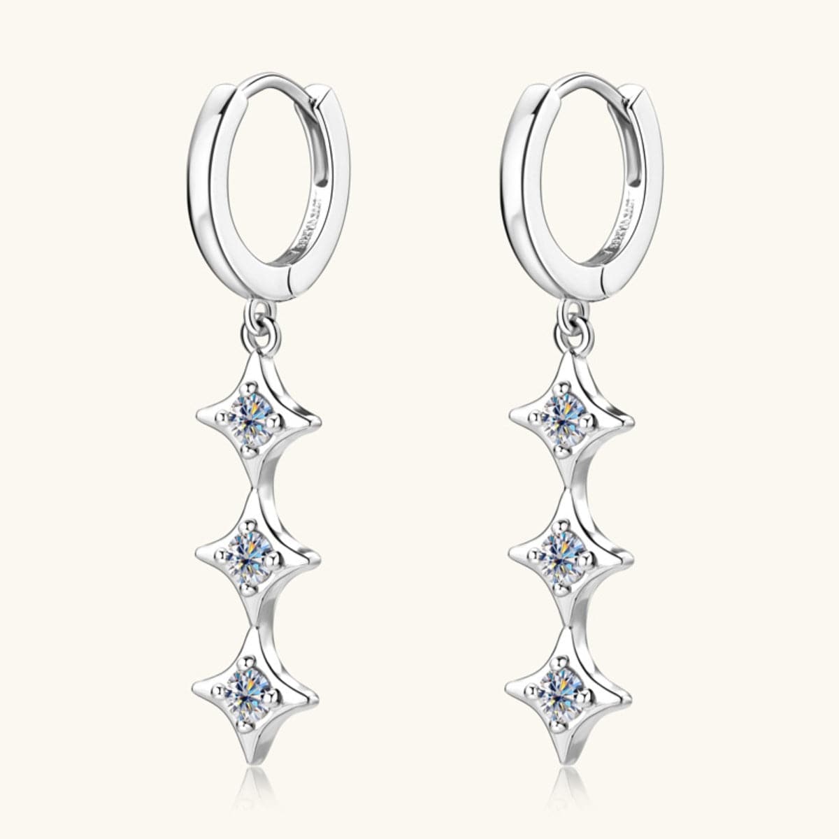 Moissanite 925 Sterling Silver Geometric Shape Earrings.