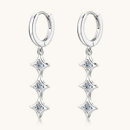 Moissanite 925 Sterling Silver Geometric Shape Earrings.